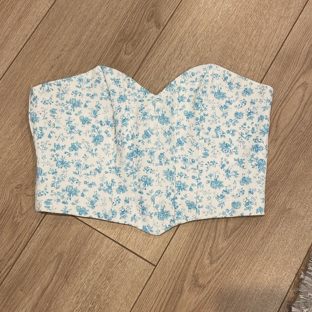 Strapless Floral Crop Top